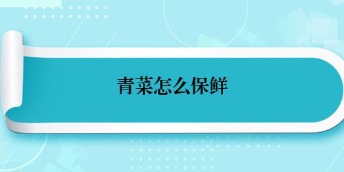 青菜怎么保鲜