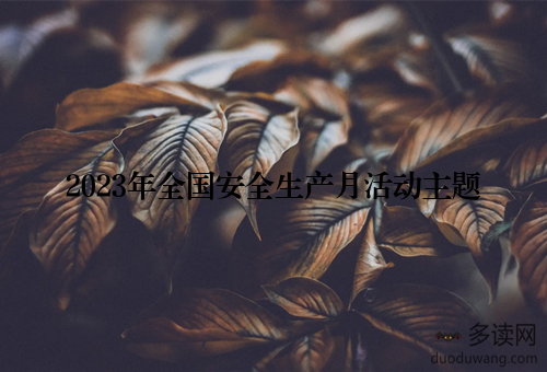 2023年全国安全生产月活动主题
