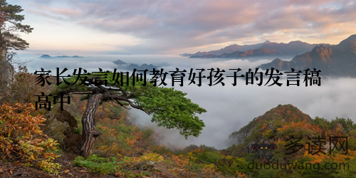家长发言如何教育好孩子的发言稿高中