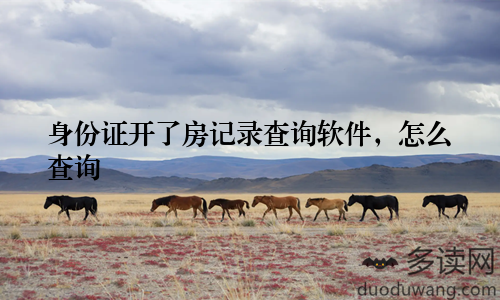身份证开了房记录查询软件，怎么查询