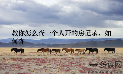 教你怎么查一个人开的房记录，如何查