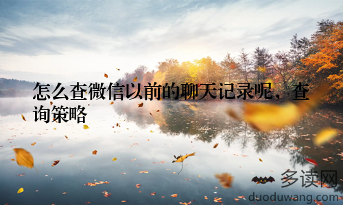 怎么查微信以前的聊天记录呢，查询策略