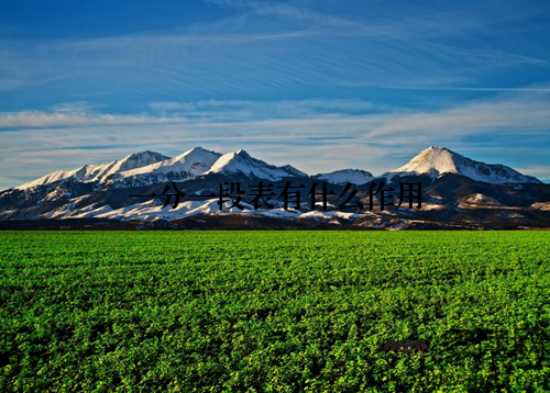 一分一段表有什么作用