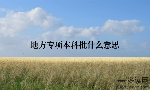 地方专项本科批什么意思