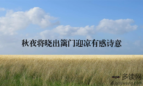 秋夜将晓出篱门迎凉有感诗意