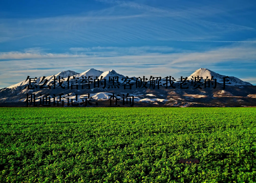 怎么找信誉的黑客破解我老婆的手机通话记录，查询
