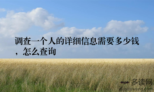 调查一个人的详细信息需要多少钱,怎么查询