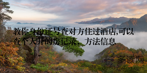 教你身份证号查对方住过酒店,可以查个人开的房记录，方法信息