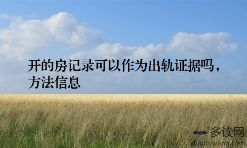 开的房记录可以作为出轨证据吗，方法信息