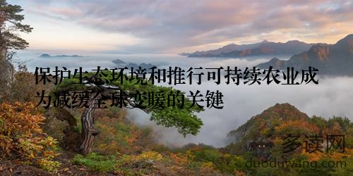 保护生态环境和推行可持续农业成为减缓全球变暖的关键