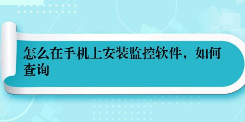 怎么在手机上安装监控软件,如何查询