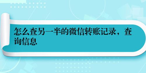 怎么查另一半的微信转账记录，查询信息
