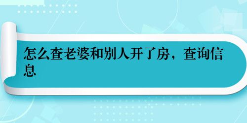 怎么查老婆和别人开了房，查询信息
