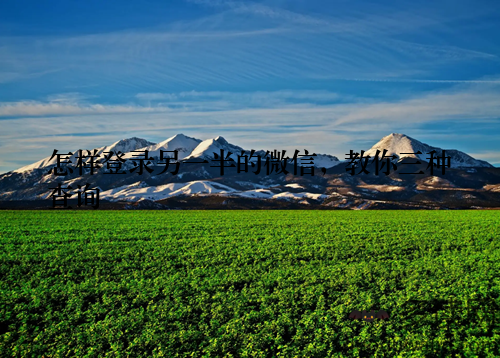 怎样登录另一半的微信，教你三种查询