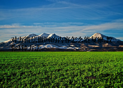 对方微信撤回的内容怎么能复原,教你4种方法