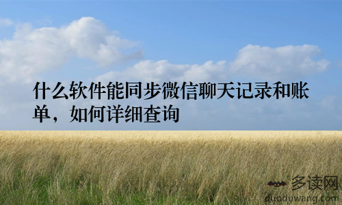 什么软件能同步微信聊天记录和账单，如何详细查询