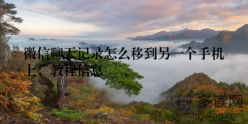 微信聊天记录怎么移到另一个手机上，教程信息