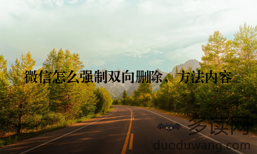 微信怎么强制双向删除，方法内容