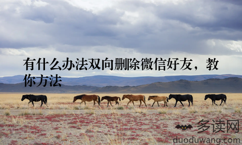 有什么办法双向删除微信好友，教你方法
