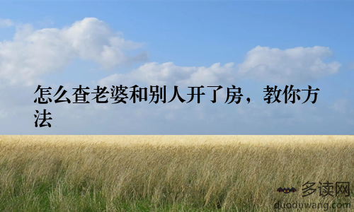 怎么查老婆和别人开了房，教你方法