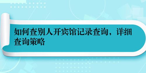 如何查别人开宾馆记录查询，详细查询策略
