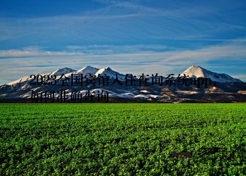 2023全国宾馆入住查询系统app，如何准确查询