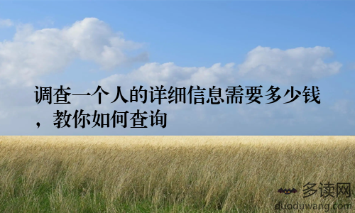 调查一个人的详细信息需要多少钱,教你如何查询