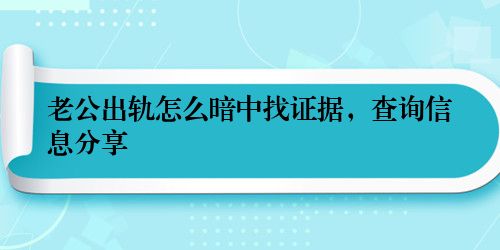 老公出轨怎么暗中找证据，查询信息分享