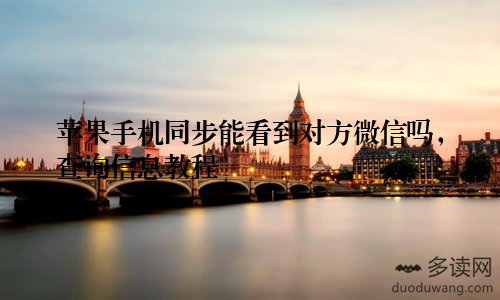 苹果手机同步能看到对方微信吗，查询信息教程