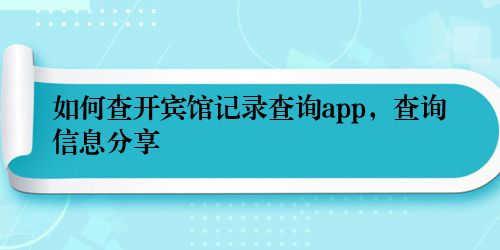 如何查开宾馆记录查询app，查询信息分享