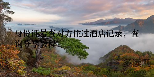 身份证号查对方住过酒店记录，查询分享教程