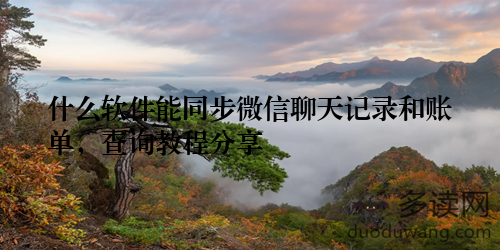 什么软件能同步微信聊天记录和账单，查询教程分享