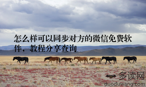 怎么样可以同步对方的微信免费软件，教程分享查询