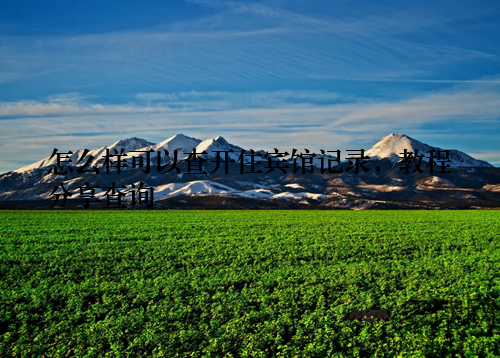 怎么样可以查开住宾馆记录，教程分享查询